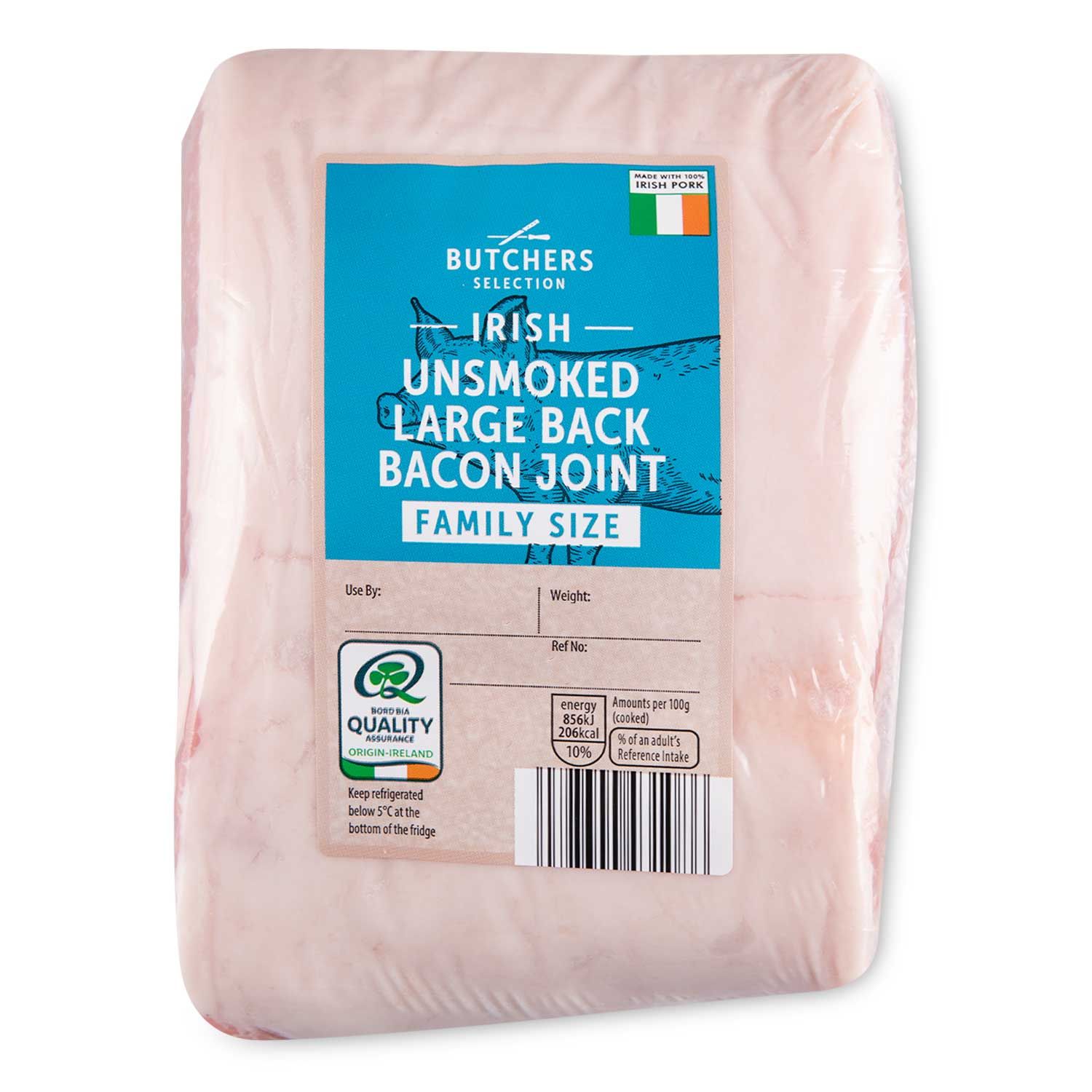 Irish Unsmoked Large Back Bacon Joint Family Size 1.2g Butcher's Selection